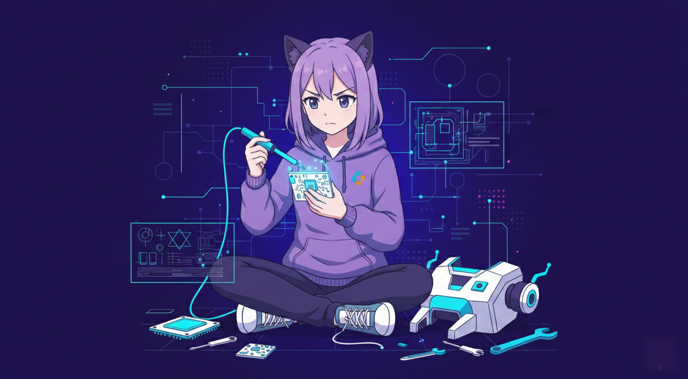 Леночка EasyByte рисует схему электронных компонентов на столе